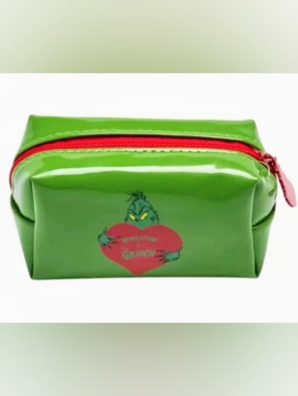 Grinch Coin/Cosmetic Pouch NEW - Green Red Heart